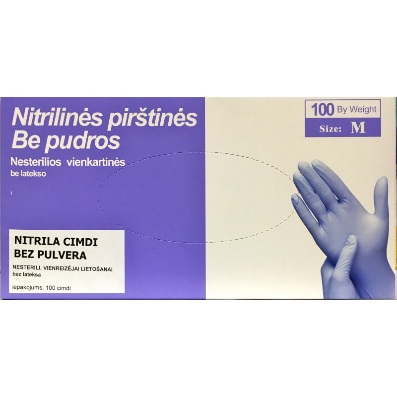 Nitrile disposable gloves, 8/M, 100pcs