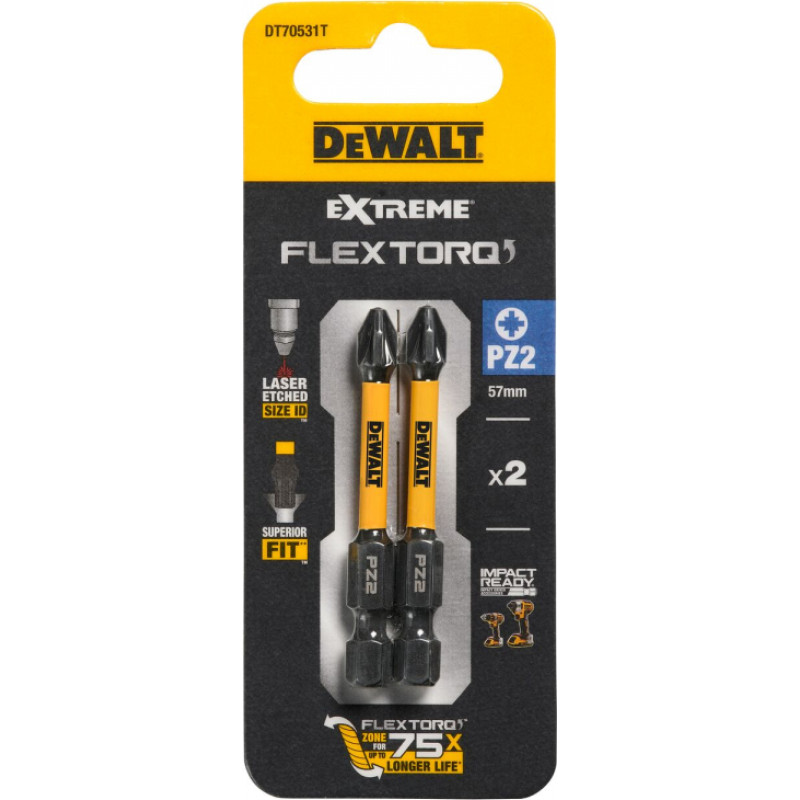Dewalt FLEXTORQ skrūvgriežu uzgaļi PZ2, 57 mm, DeWALT, 2 gab.