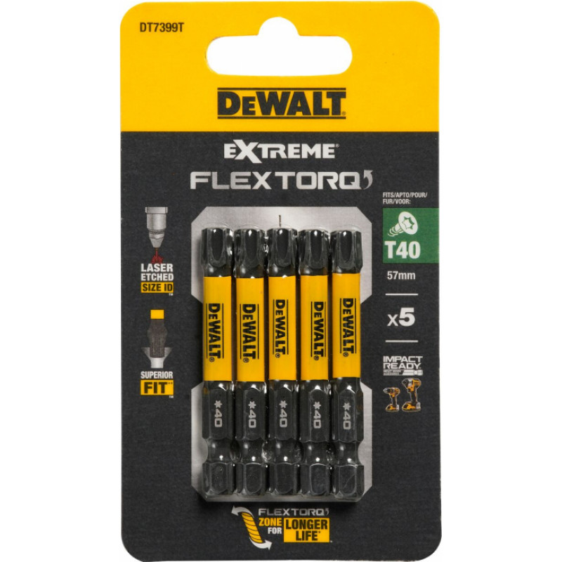 Dewalt FLEXTORQ T40 skrūvgrieža uzgaļi 57 mm, DeWALT, 5 gab.