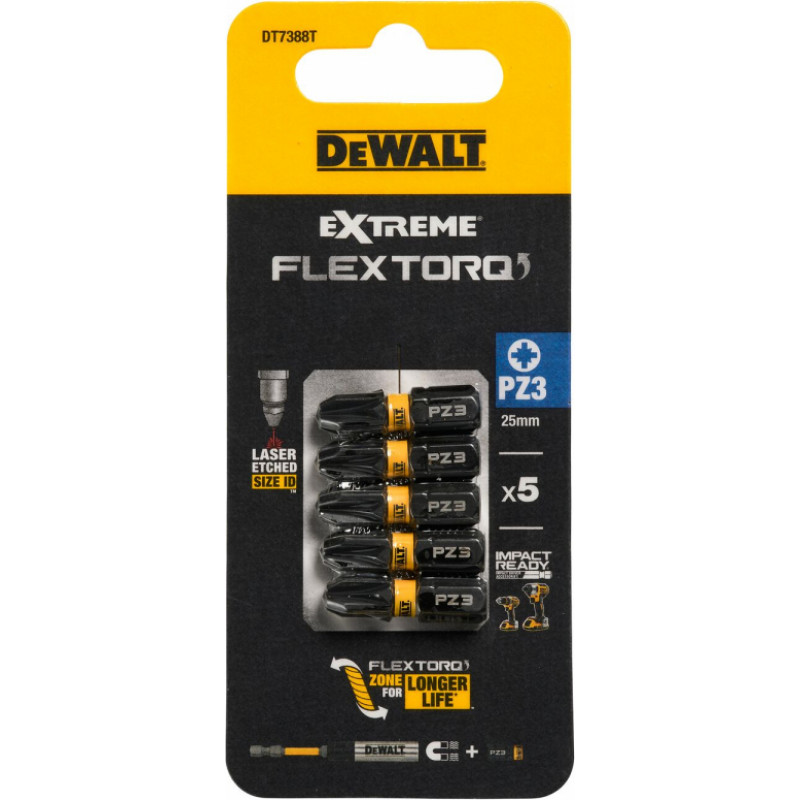 Dewalt Skrūvgrieža uzgaļi FLEXTORQ PZ3, 25 mm, DeWALT, 5 gab.