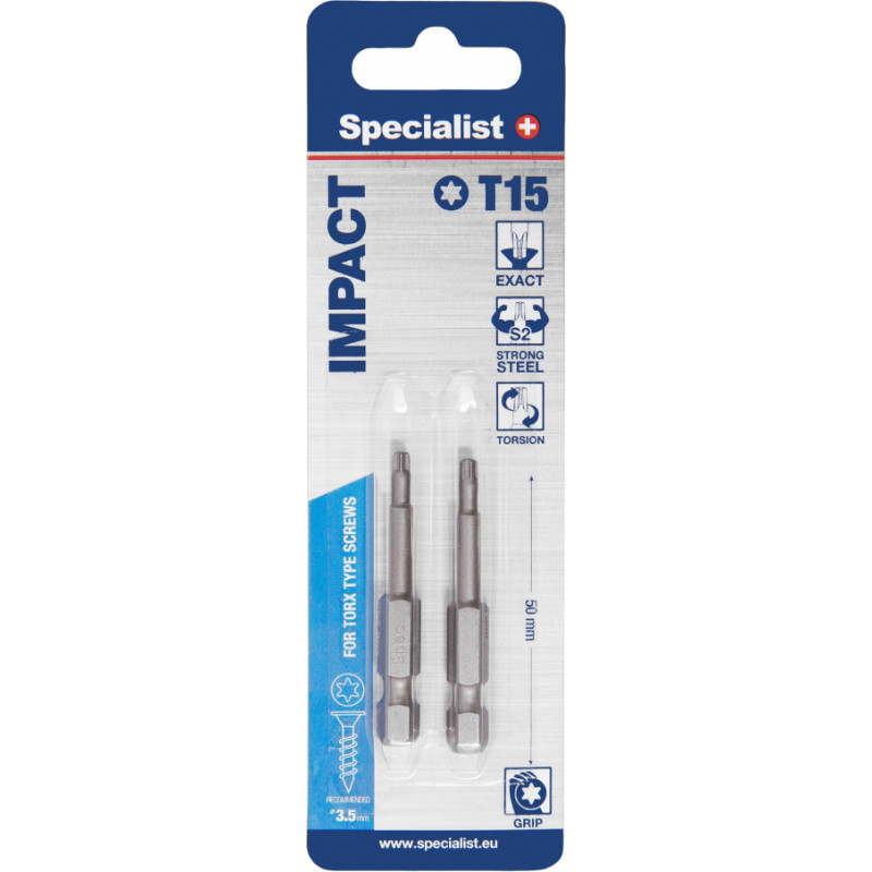 Specialist+ Torx Grip T15 50mm 2 gab.