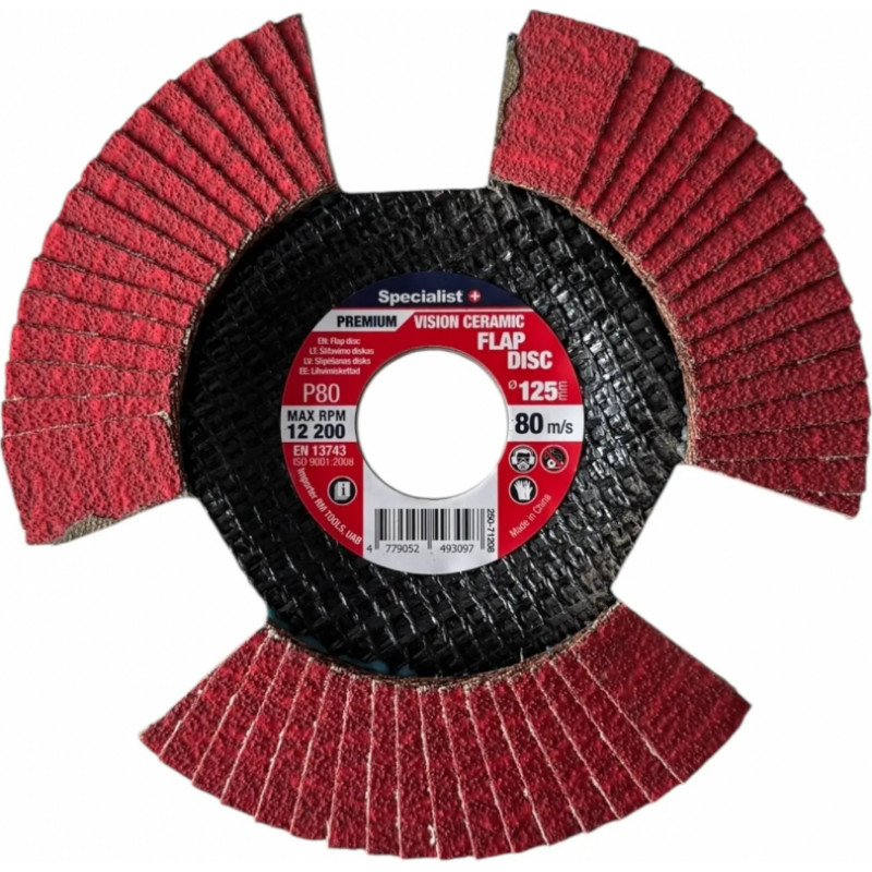 Specialist+ Atlokšņu slīpēšanas disks 125 mm, P80, Vision Ceramic PREMIUM, SPECIALIST+