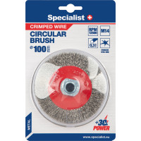 Specialist+ Nerūdijančio plieno vielos šepetys 100 mm. M14, SPECIALIST +