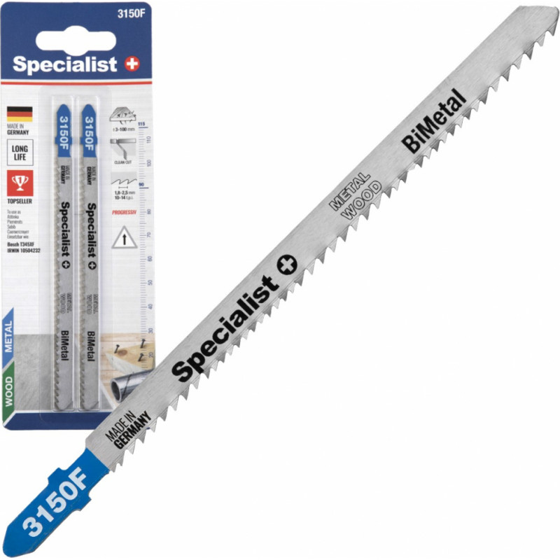 Specialist+ Figūrzāģa asmens kokam un metālam, 2 gab.