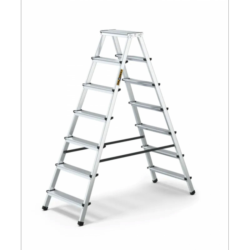 Drabest HOME abpusējas alumīnija kāpnes, 7 pakāpieni, 125 kg