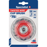 Specialist+ Nerūdijančio plieno suktos vielos šepetys 75 mm. M14, SPECIALIST +