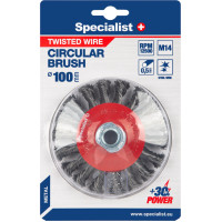 Specialist+ Vielinė šlifavimo taurė, tiesios vielos, su koteliu 38 mm.  SPECIALIST +