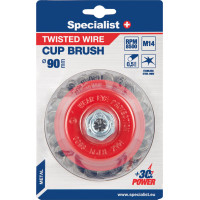 Specialist+ Nerūdijančio plieno suktos vielos šepetys 90 mm. M14, SPECIALIST +