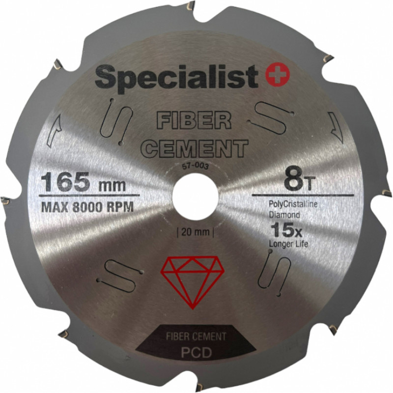 Specialist+ Disks fibrocementa plākšņu griešanai 165x20mm 8T