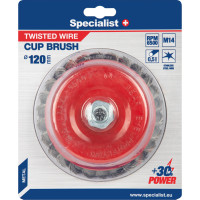 Specialist+ Nerūdijančio plieno suktos vielos šepetys 120 mm. M14, SPECIALIST +