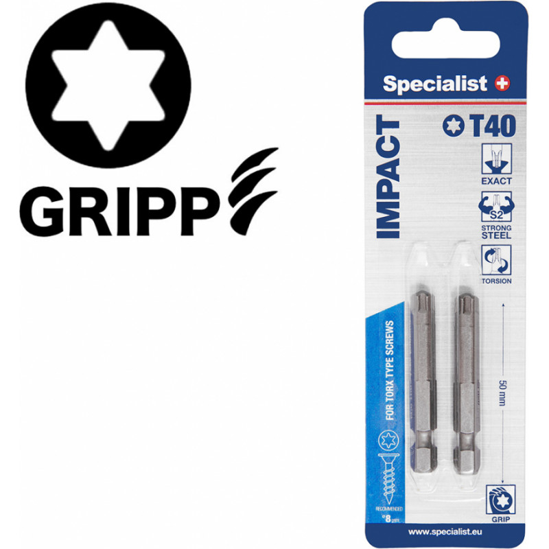 Specialist+ antgalis TORX GRIP T40, 50mm, 2 vnt.